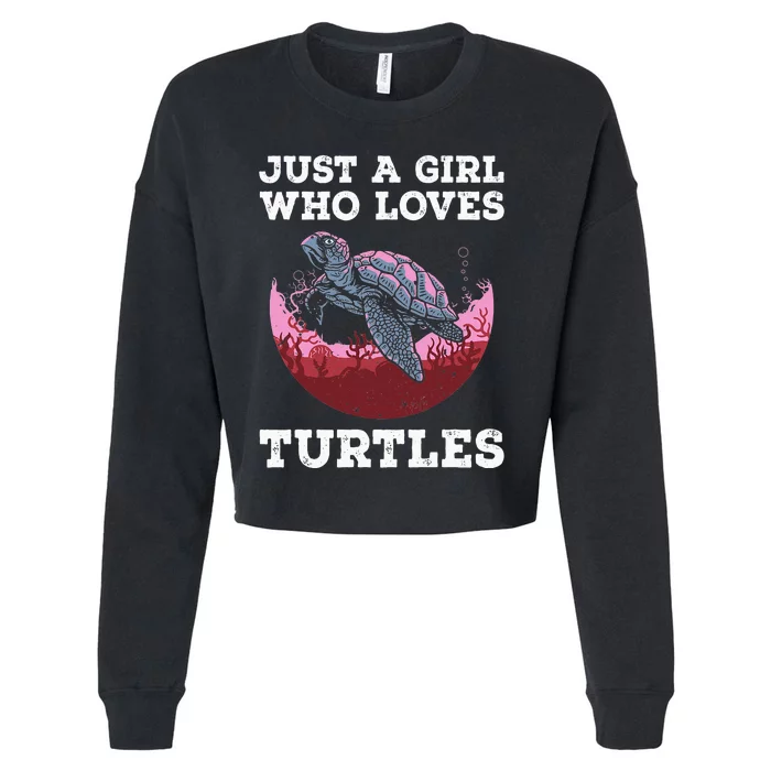 Funny Sea Turtle Design For  Turtle Lovers Cropped Pullover Crew