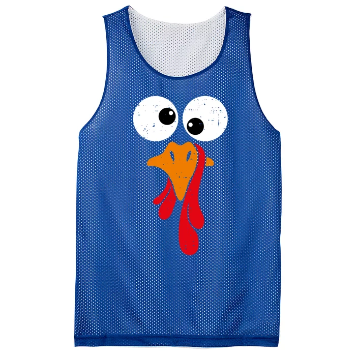 Funny Silly Turkey Face Happy Turkey Day Thanksgiving Cute Gift Mesh Reversible Basketball Jersey Tank