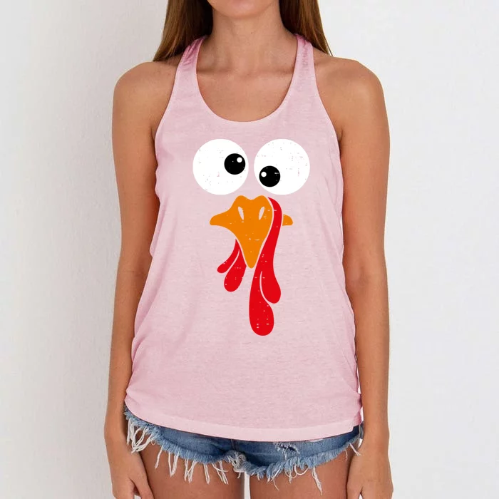 Funny Silly Turkey Face Happy Turkey Day Thanksgiving Cute Gift Women's Knotted Racerback Tank