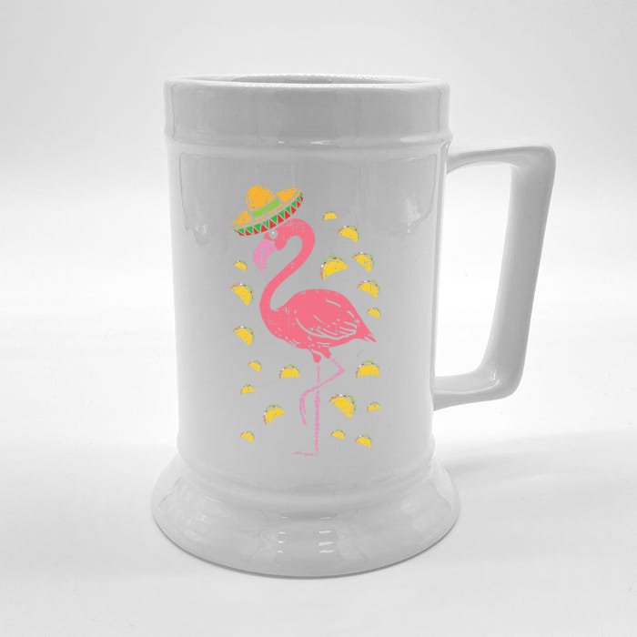 Flamingo Sombrero Tacos Cinco De Mayo Fiesta Mexican Front & Back Beer Stein