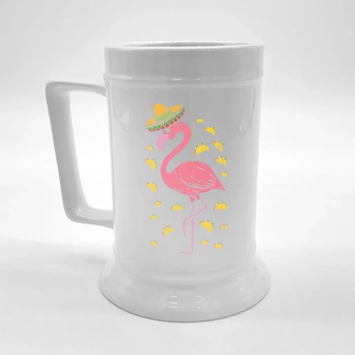 Flamingo Sombrero Tacos Cinco De Mayo Fiesta Mexican Front & Back Beer Stein