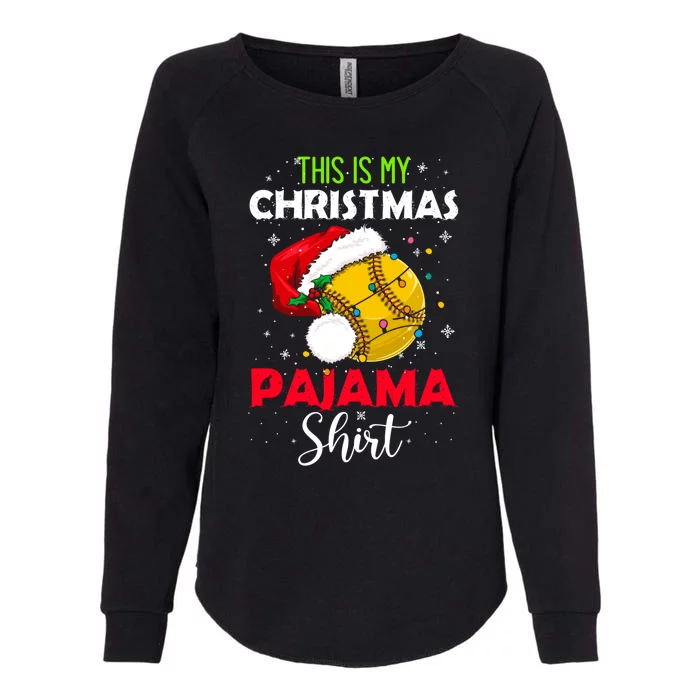 Funny Softball This Is My Christmas Pajama Gift Womens California Wash Sweatshirt