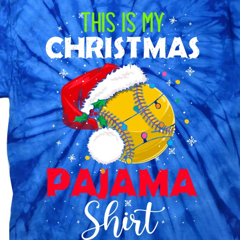 Funny Softball This Is My Christmas Pajama Gift Tie-Dye T-Shirt