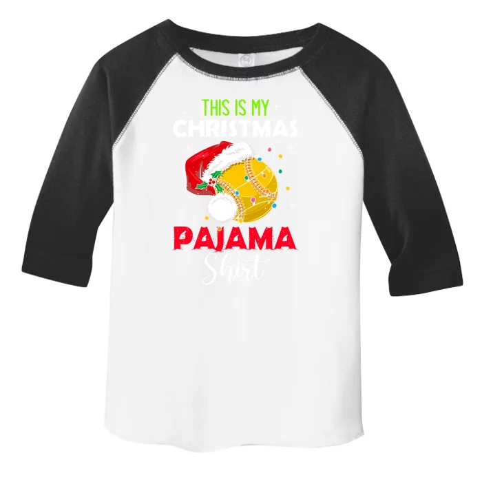 Funny Softball This Is My Christmas Pajama Gift Toddler Fine Jersey T-Shirt