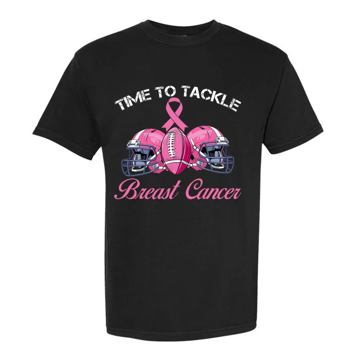 Football Survivor Time To Tackle Breast Cancer Awareness Garment-Dyed Heavyweight T-Shirt