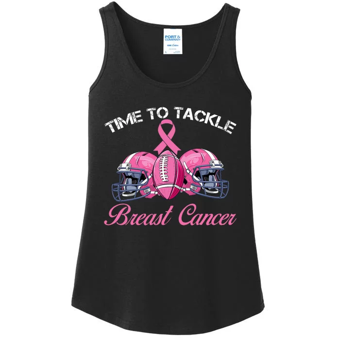 Football Survivor Time To Tackle Breast Cancer Awareness Ladies Essential Tank