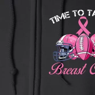 Football Survivor Time To Tackle Breast Cancer Awareness Full Zip Hoodie