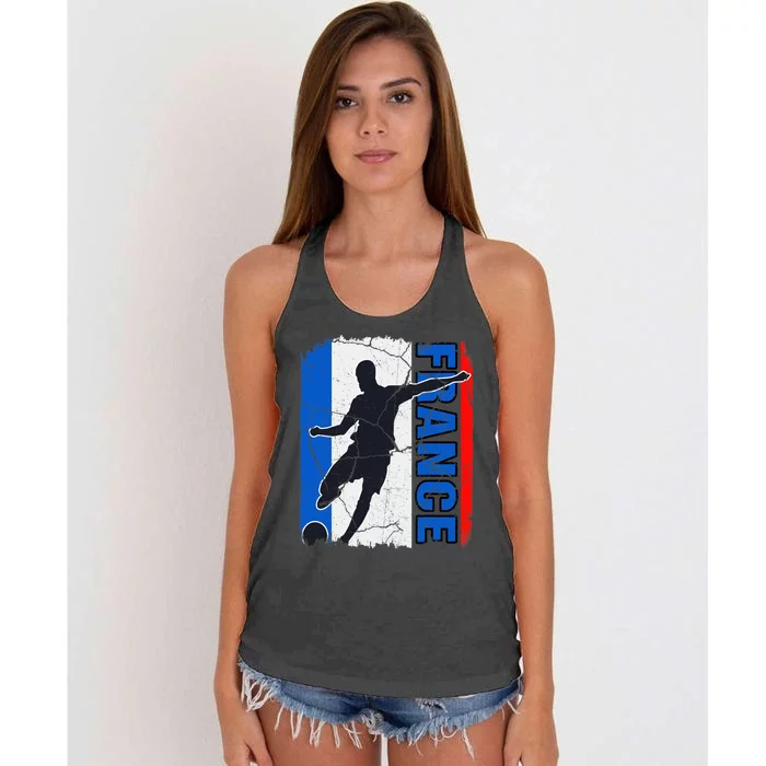 France Soccer Team French Flag Jersey Football Fans Women's Knotted Racerback Tank