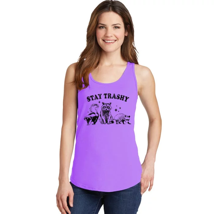 Funny Stay Trashy Raccoons Opossums Possums Animals Lover Ladies Essential Tank