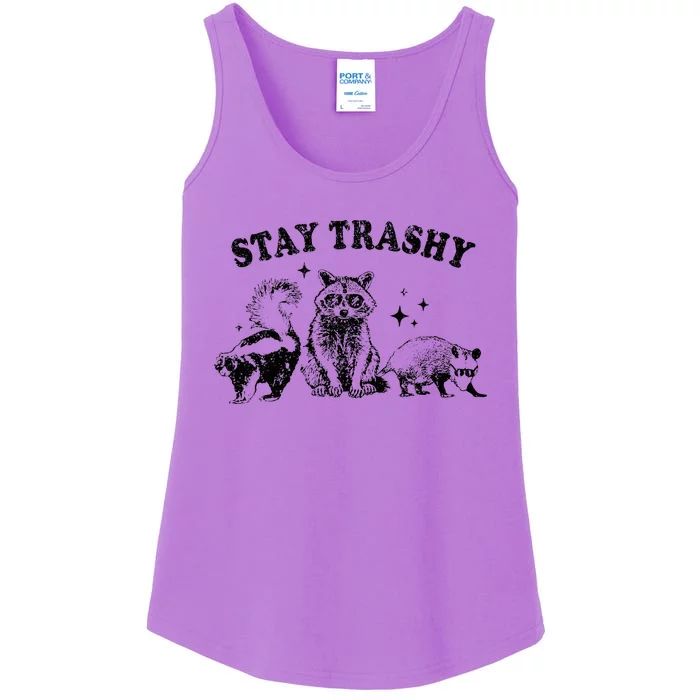 Funny Stay Trashy Raccoons Opossums Possums Animals Lover Ladies Essential Tank