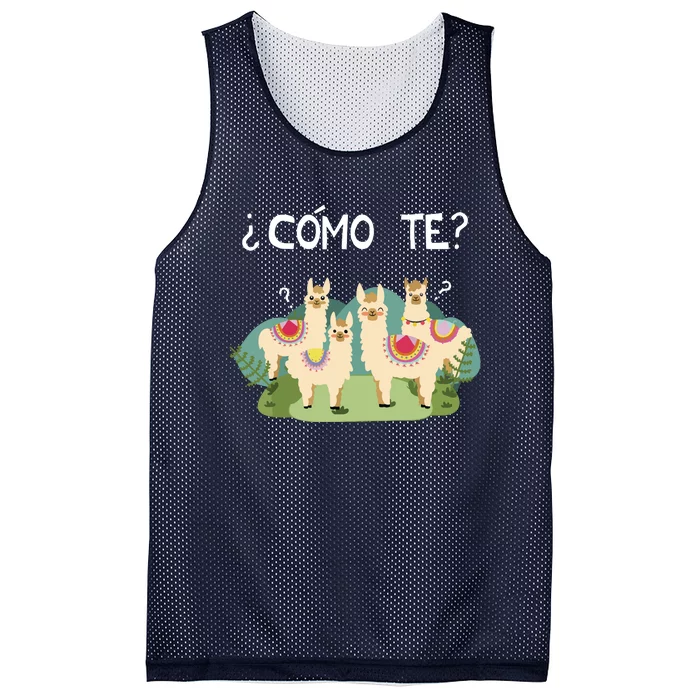 Funny Spanish Tee Como Te Llama Llama Mesh Reversible Basketball Jersey Tank