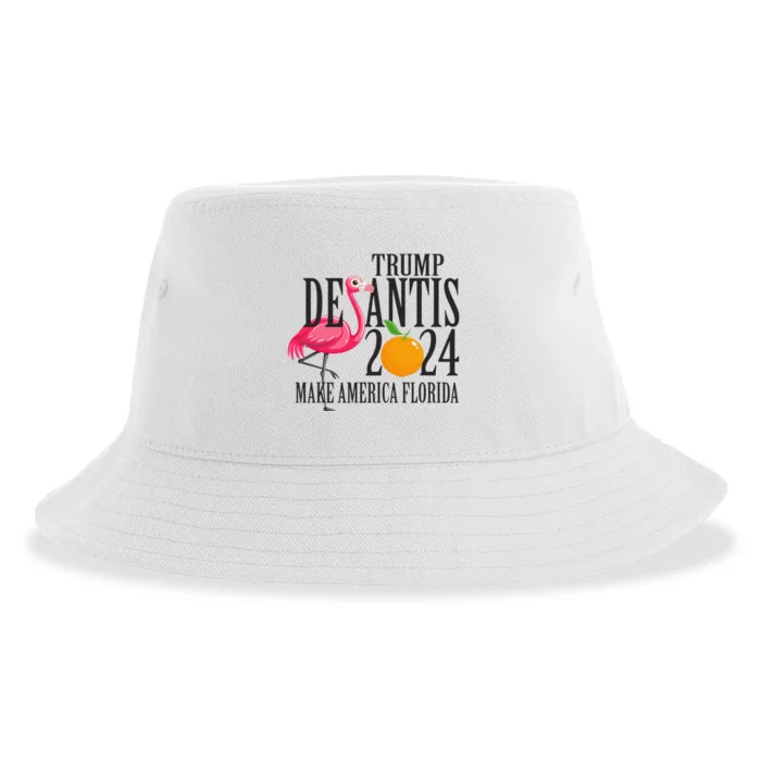 Flamingo Support Trump DeSantis 2024 Make America Florida Sustainable Bucket Hat