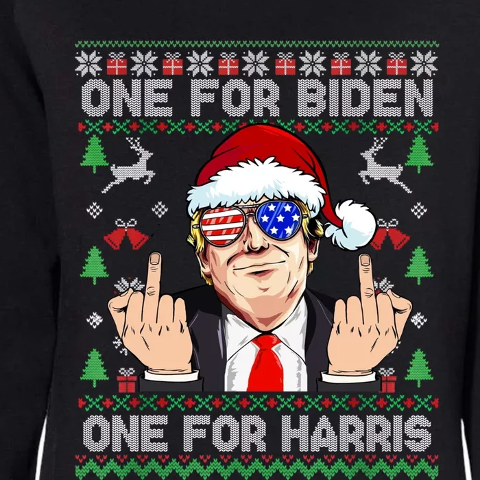 Funny Santa Trump One For Anti Biden Ugly Christmas Sweater Womens California Wash Sweatshirt