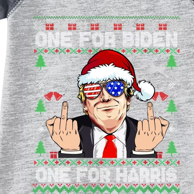 Funny Santa Trump One For Anti Biden Ugly Christmas Sweater Infant Baby Jersey Bodysuit