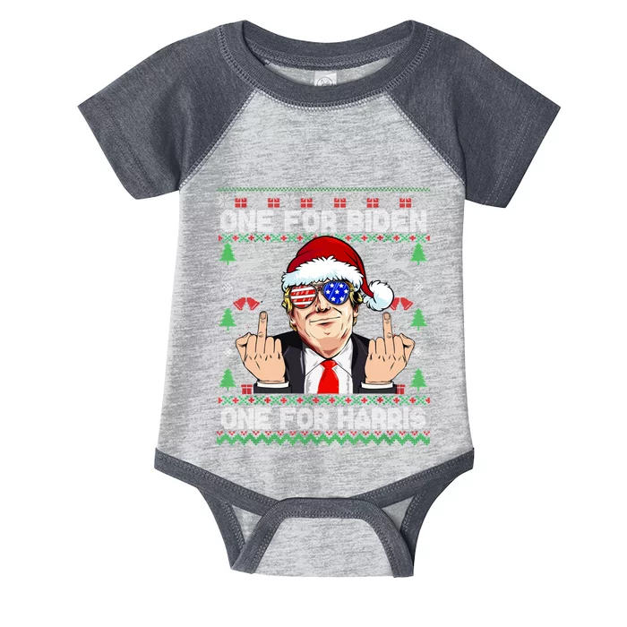 Funny Santa Trump One For Anti Biden Ugly Christmas Sweater Infant Baby Jersey Bodysuit