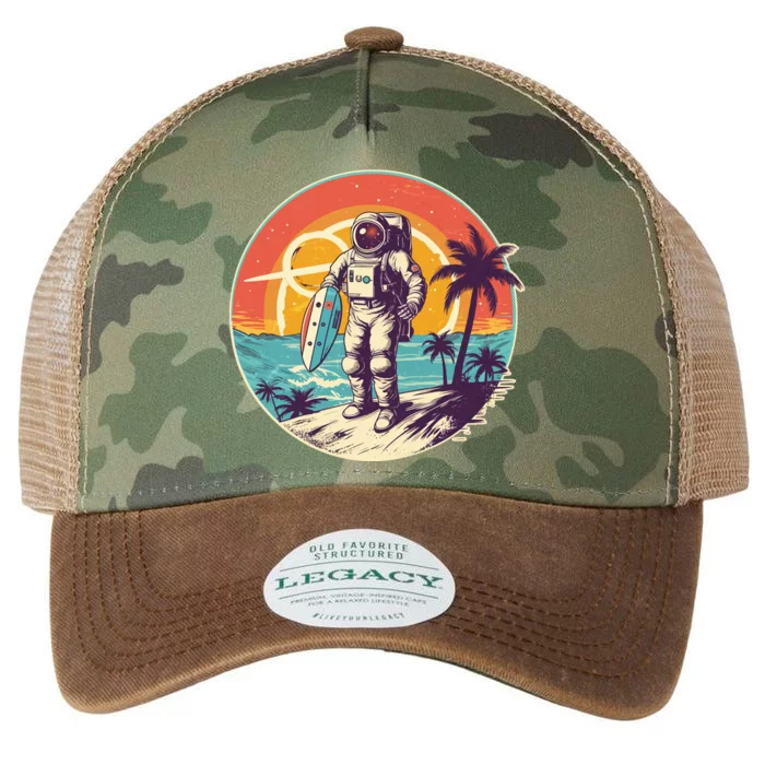 Funny Summer Time Surfing Astronaut Legacy Tie Dye Trucker Hat