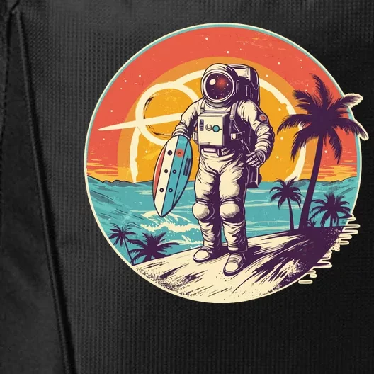 Funny Summer Time Surfing Astronaut City Backpack