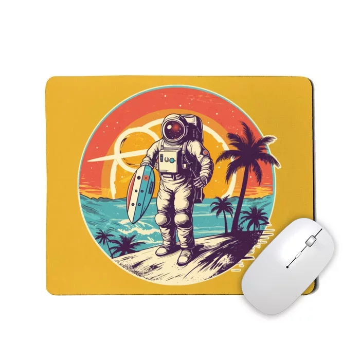 Funny Summer Time Surfing Astronaut Mousepad