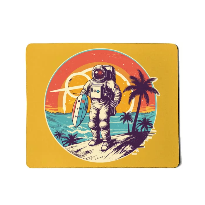 Funny Summer Time Surfing Astronaut Mousepad