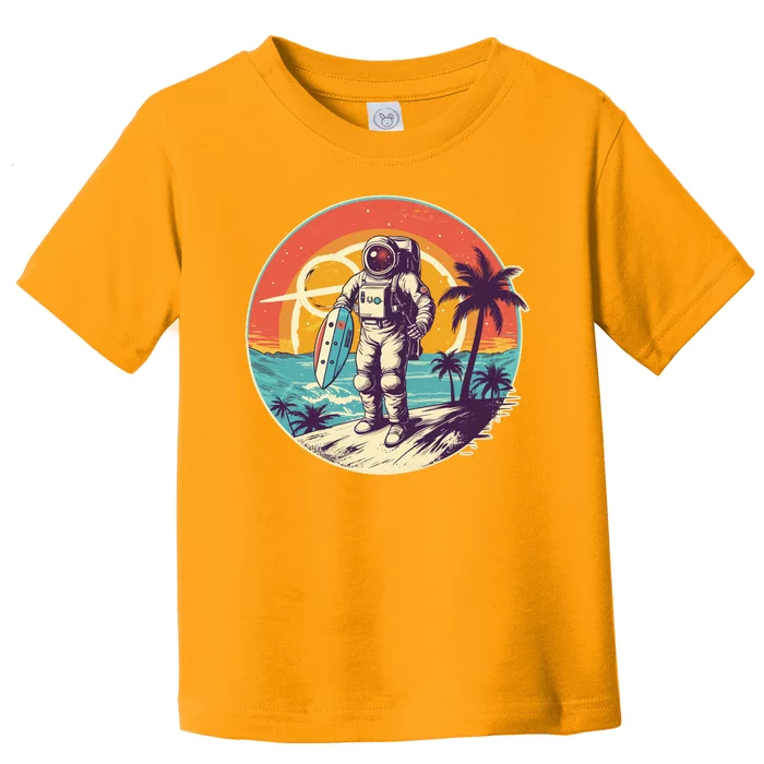 Funny Summer Time Surfing Astronaut Toddler T-Shirt