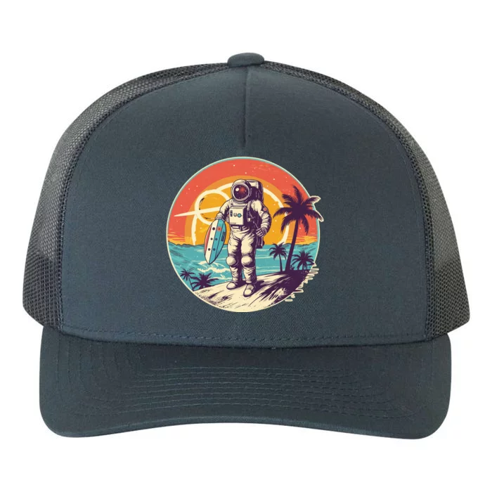 Funny Summer Time Surfing Astronaut Yupoong Adult 5-Panel Trucker Hat