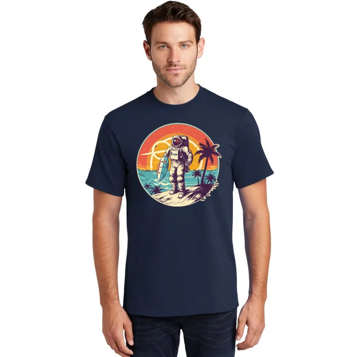 Funny Summer Time Surfing Astronaut Tall T-Shirt