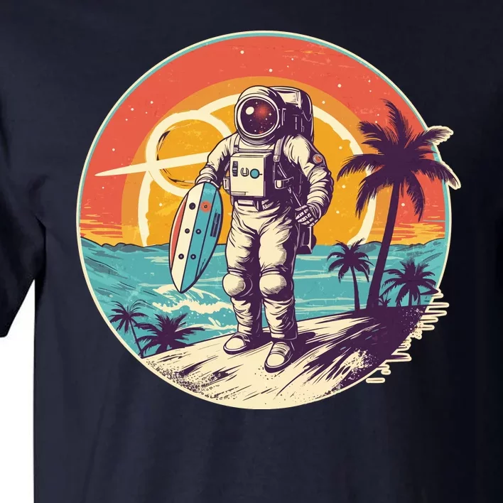 Funny Summer Time Surfing Astronaut Tall T-Shirt