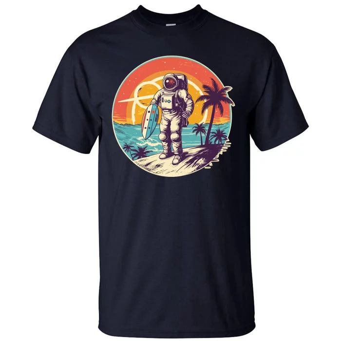 Funny Summer Time Surfing Astronaut Tall T-Shirt