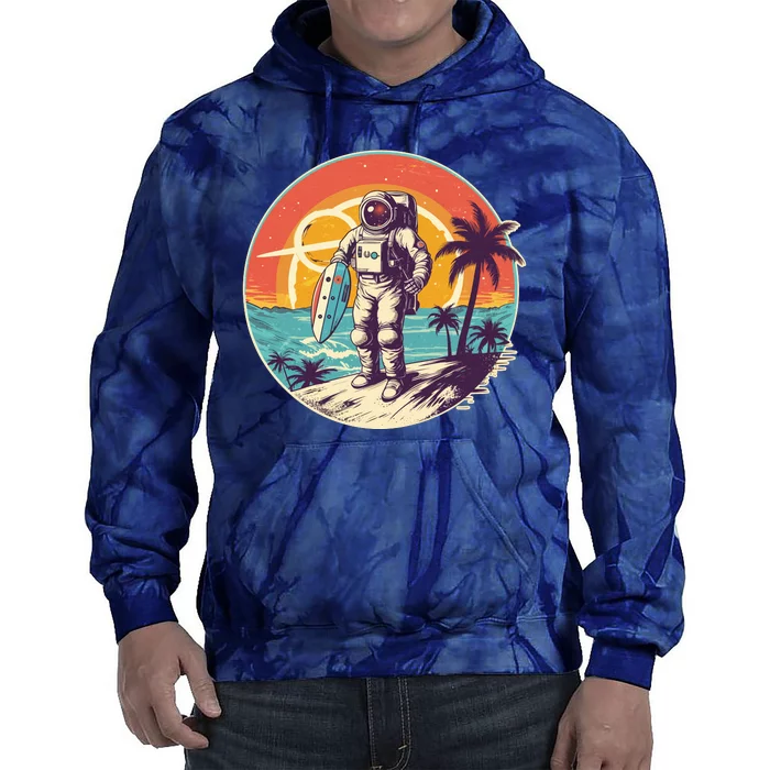 Funny Summer Time Surfing Astronaut Tie Dye Hoodie