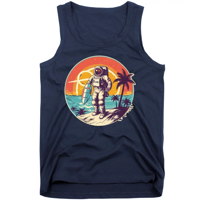 Funny Summer Time Surfing Astronaut Tank Top