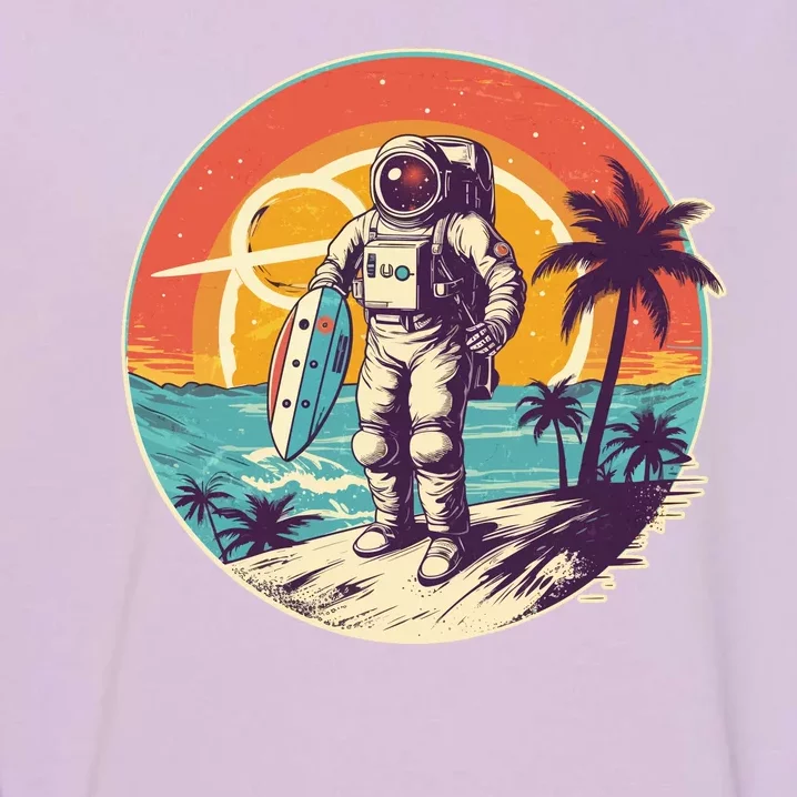 Funny Summer Time Surfing Astronaut Garment-Dyed Sweatshirt