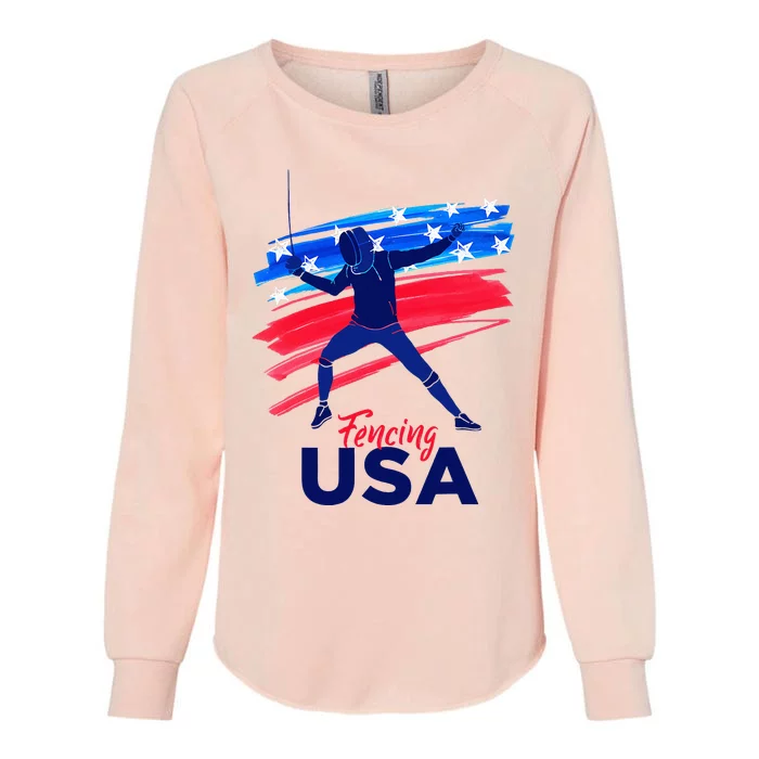 Fencing Support The Team Fencing Player Usa Flag Womens California Wash Sweatshirt