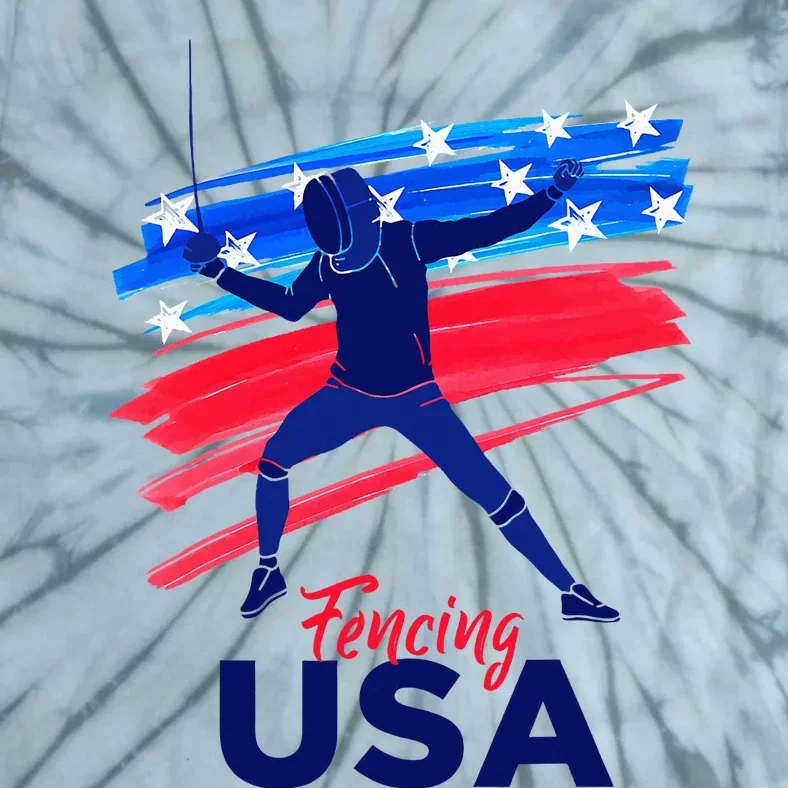 Fencing Support The Team Fencing Player Usa Flag Tie-Dye T-Shirt