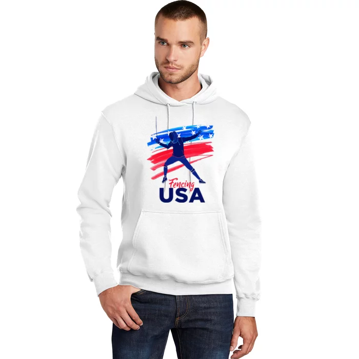 Fencing Support The Team Fencing Player Usa Flag Hoodie