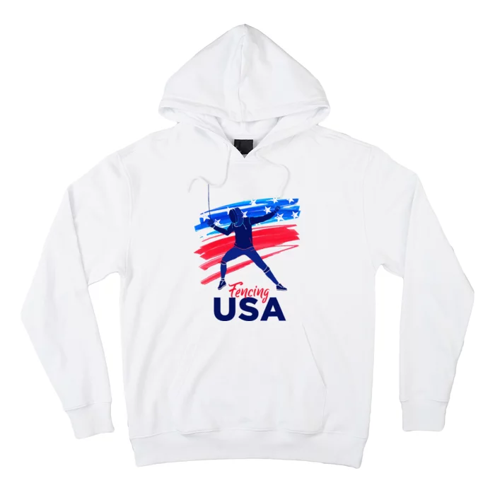 Fencing Support The Team Fencing Player Usa Flag Hoodie