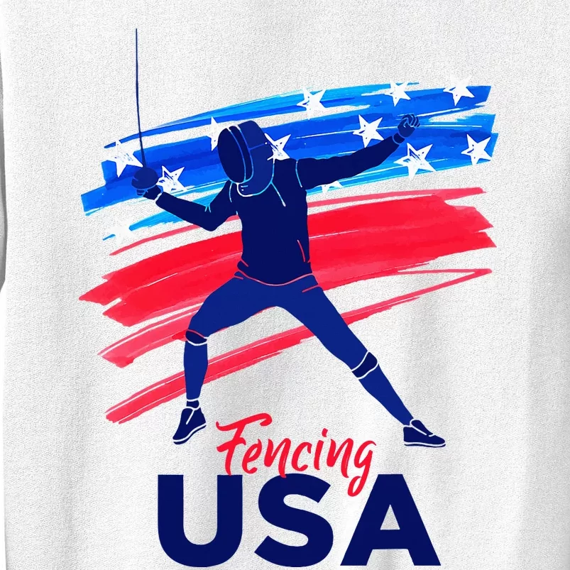 Fencing Support The Team Fencing Player Usa Flag Sweatshirt