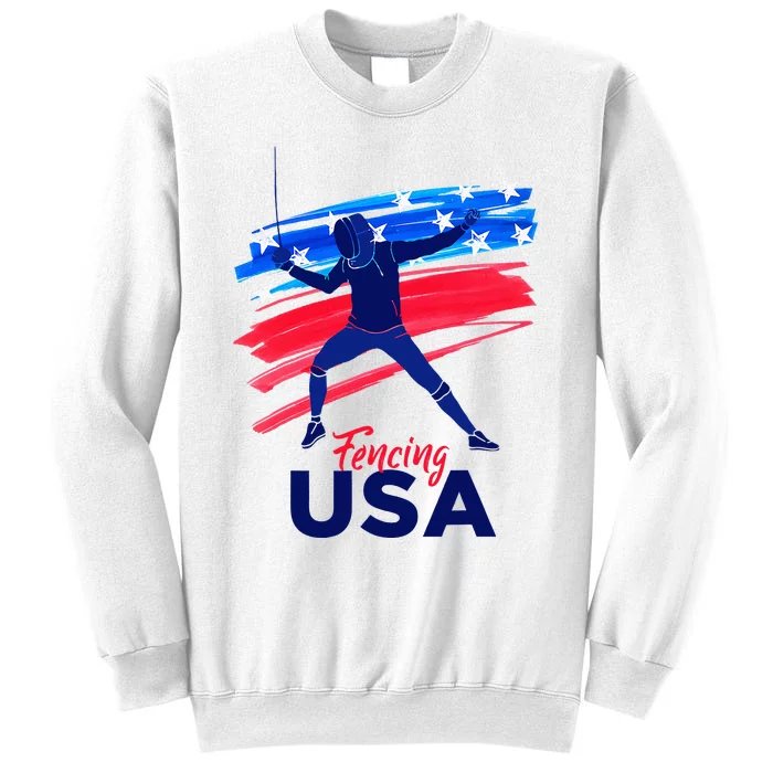 Fencing Support The Team Fencing Player Usa Flag Sweatshirt