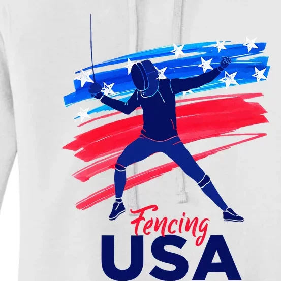 Fencing Support The Team Fencing Player Usa Flag Women's Pullover Hoodie