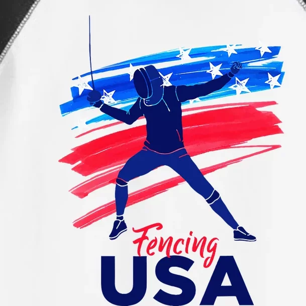 Fencing Support The Team Fencing Player Usa Flag Toddler Fine Jersey T-Shirt