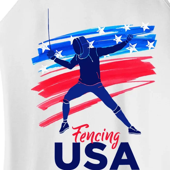 Fencing Support The Team Fencing Player Usa Flag Women’s Perfect Tri Rocker Tank