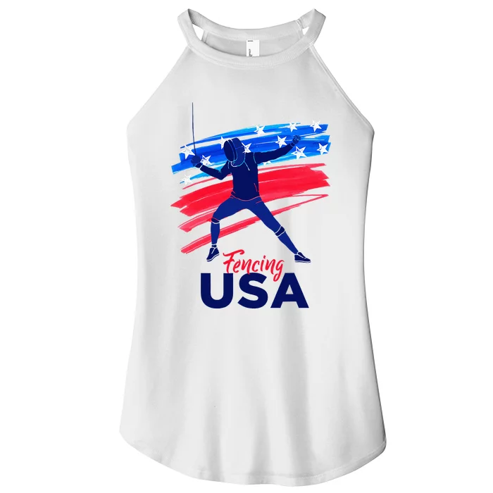 Fencing Support The Team Fencing Player Usa Flag Women’s Perfect Tri Rocker Tank