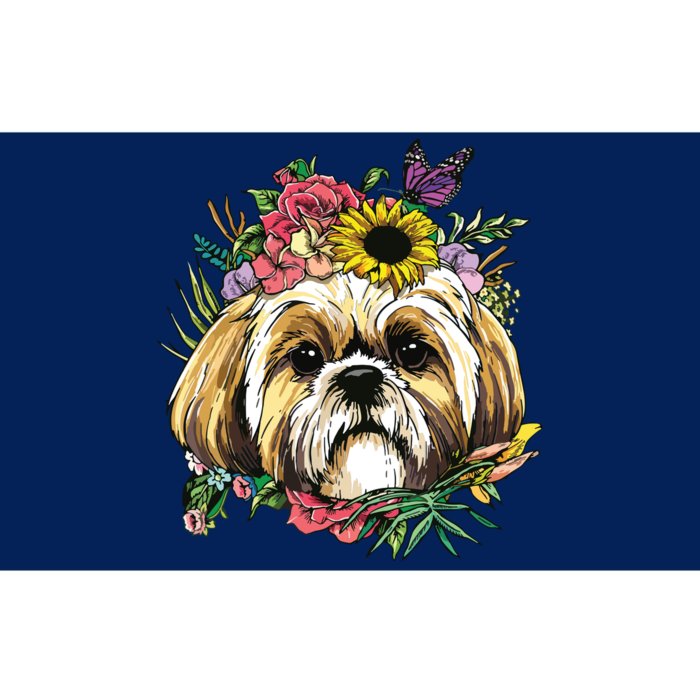 Floral Shih Tzu Dog Spring Nature Shih Tzu Lovers Bumper Sticker