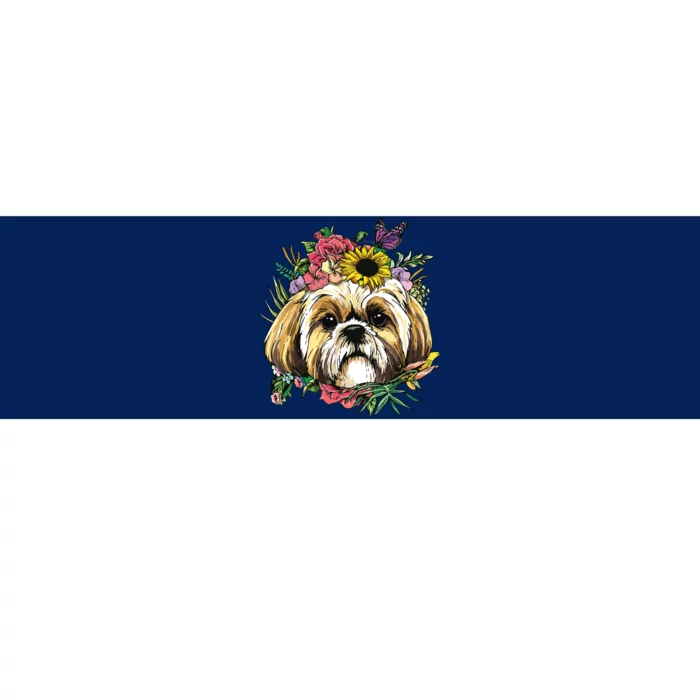 Floral Shih Tzu Dog Spring Nature Shih Tzu Lovers Bumper Sticker