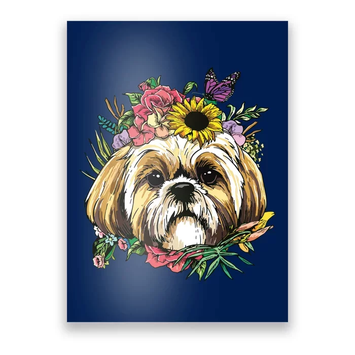 Floral Shih Tzu Dog Spring Nature Shih Tzu Lovers Poster