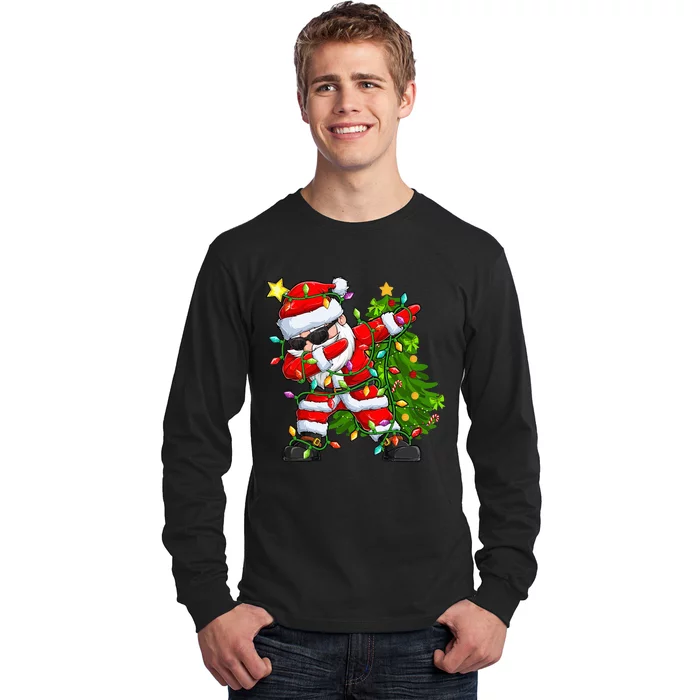 Festive Santa Tree Lights Unique Christmas Gifts Long Sleeve Shirt