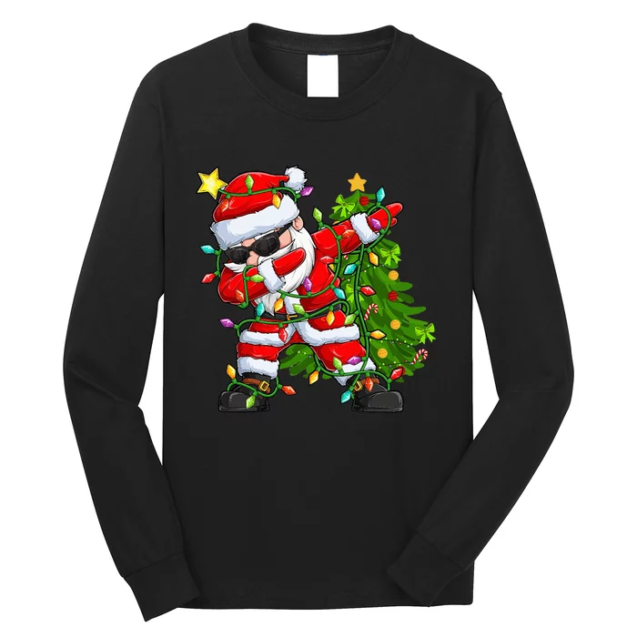 Festive Santa Tree Lights Unique Christmas Gifts Long Sleeve Shirt