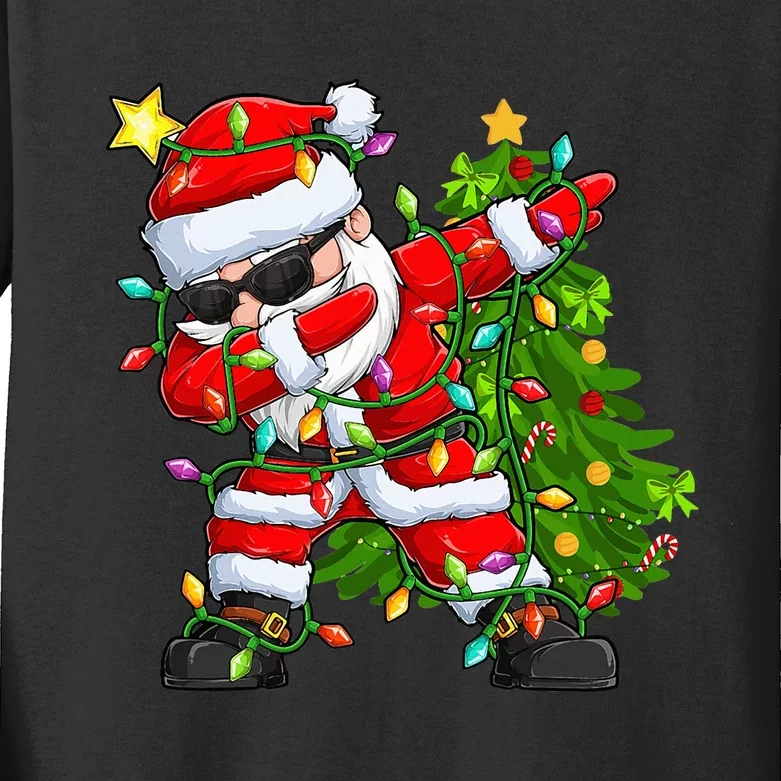 Festive Santa Tree Lights Unique Christmas Gifts Kids Long Sleeve Shirt