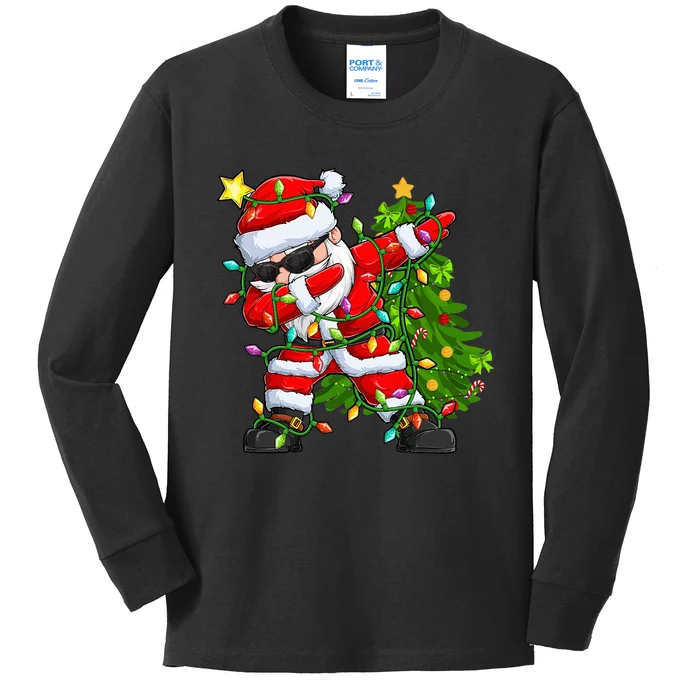 Festive Santa Tree Lights Unique Christmas Gifts Kids Long Sleeve Shirt