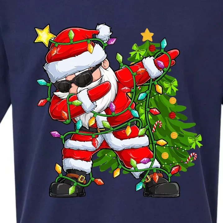 Festive Santa Tree Lights Unique Christmas Gifts Sueded Cloud Jersey T-Shirt