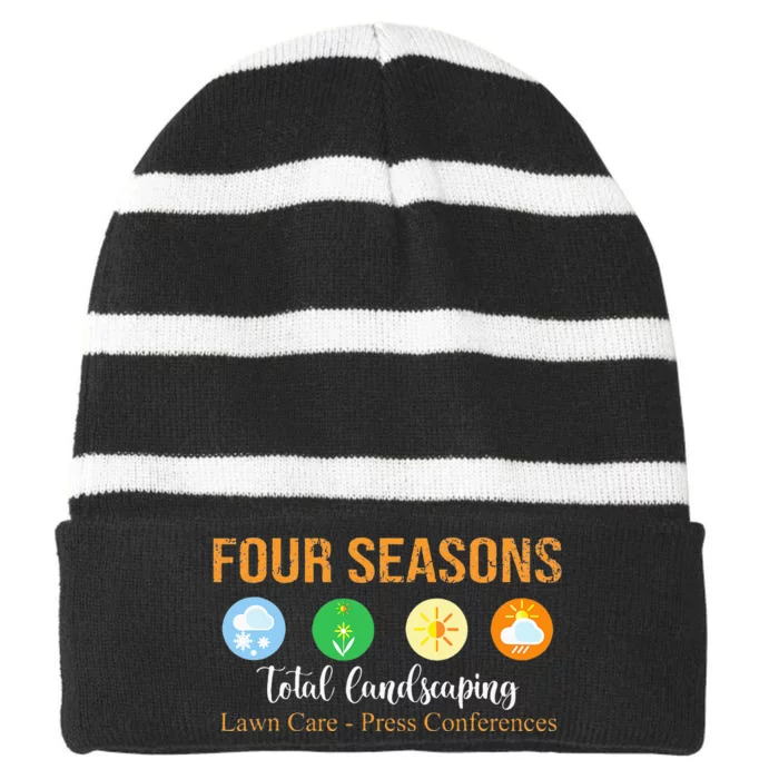 Four Season Total Landscaping Graphic Unisex Tees Striped Beanie with Solid Band